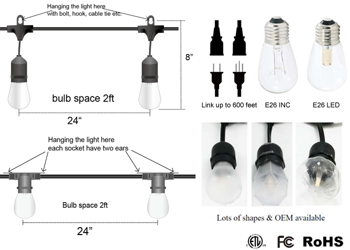 detail specification of linkable LED string light